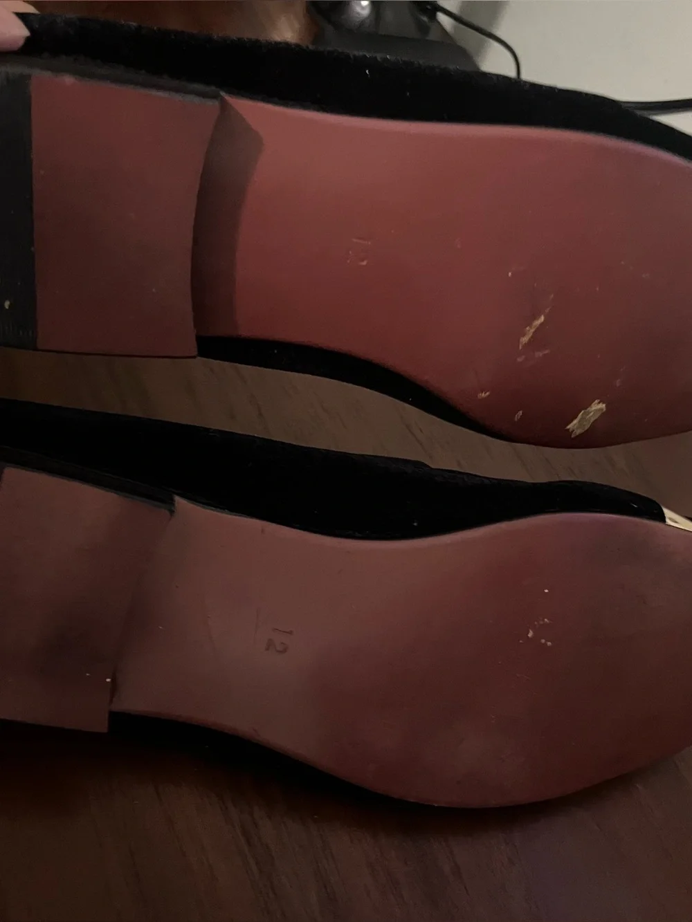 Black Velvet Slip-On Loafers with Rose Gold Accents